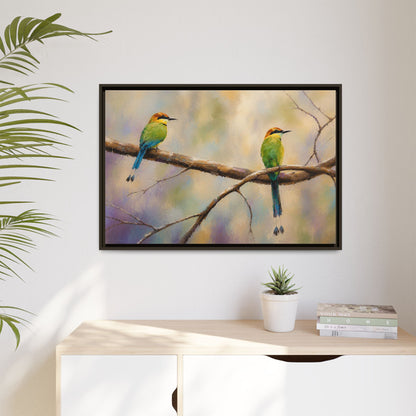 Twin Motmot Abstract Framed Canvas Print