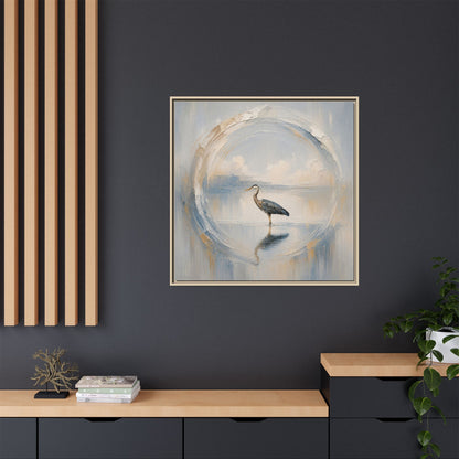 Great Blue Heron Abstract Framed Canvas Print