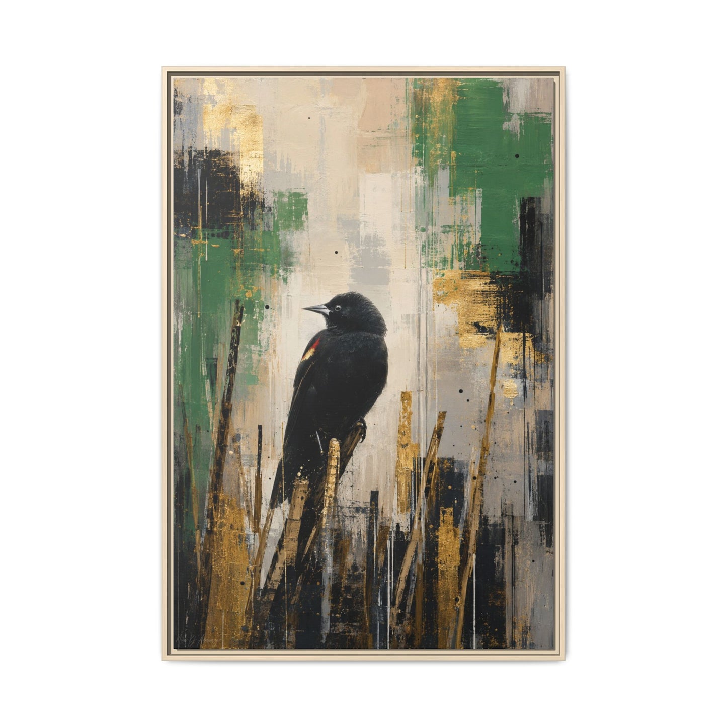Blackbird Abstract Framed Canvas Print
