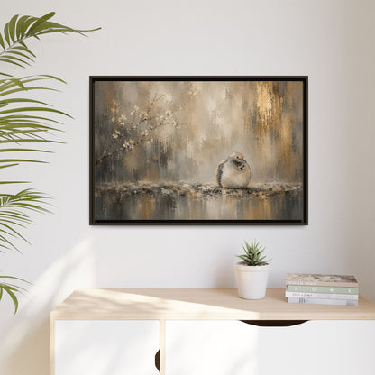 Dove Golden Abstract Framed Canvas Print