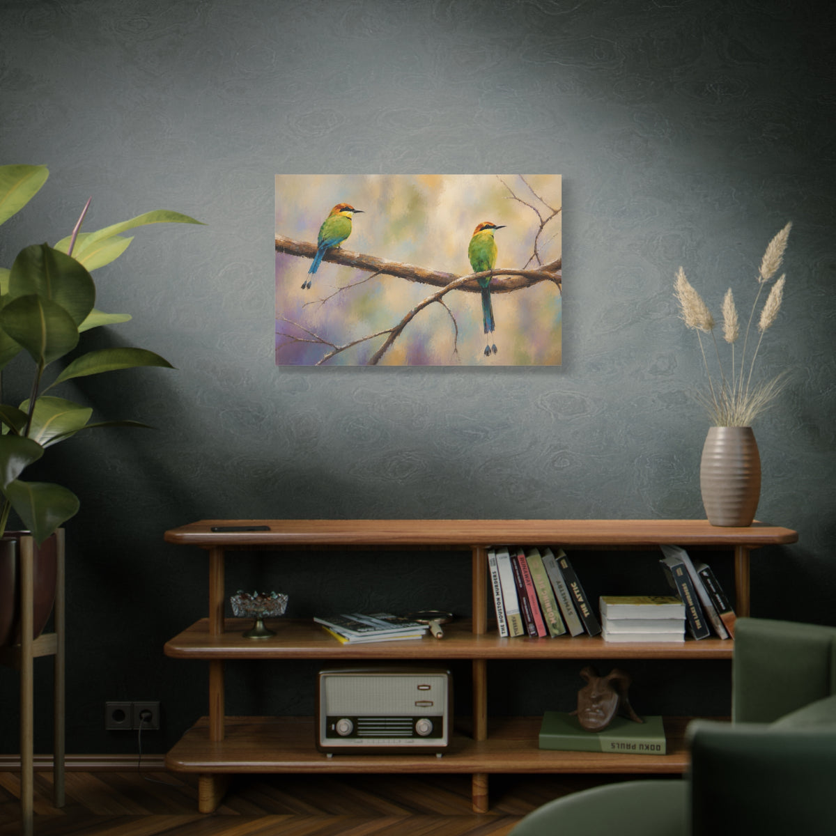 Twin Motmot Abstract Canvas Print