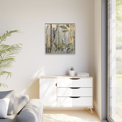 Golden-Cheeked Abstract Framed Canvas Print