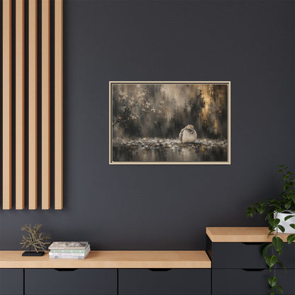Dove Dark Abstract Framed Canvas Print