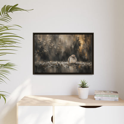 Dove Dark Abstract Framed Canvas Print