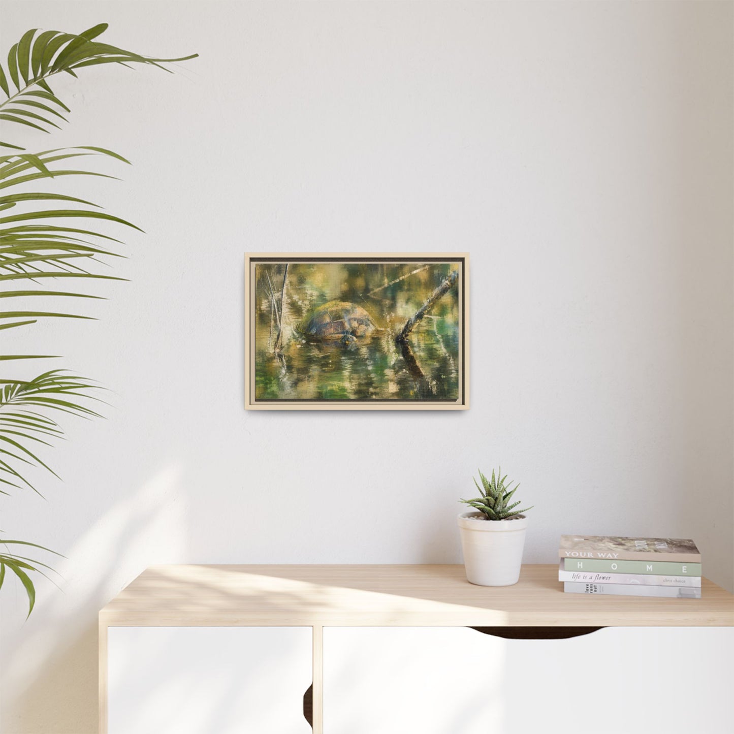 Painted Turtle Light Abstract Framed Canvas Print