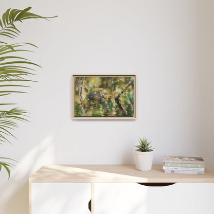 Painted Turtle Light Abstract Framed Canvas Print