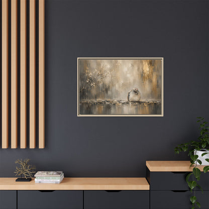 Dove Golden Abstract Framed Canvas Print