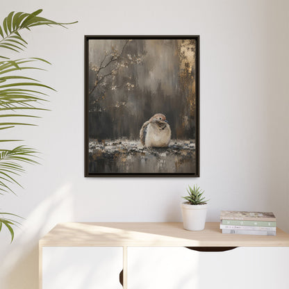 Dove in Shadow Abstract Framed Canvas Print