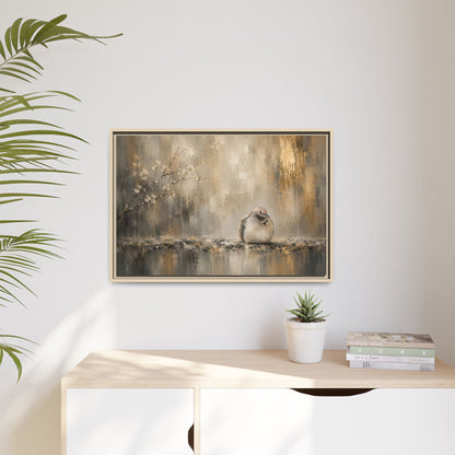 Dove Golden Abstract Framed Canvas Print