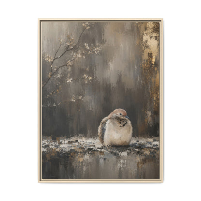 Dove in Shadow Abstract Framed Canvas Print