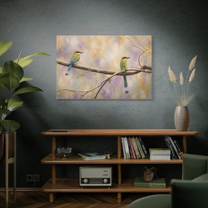Twin Motmots in Bloom Abstract Canvas Print