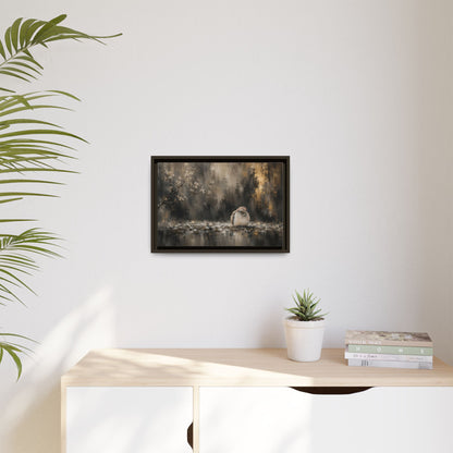 Dove Dark Abstract Framed Canvas Print