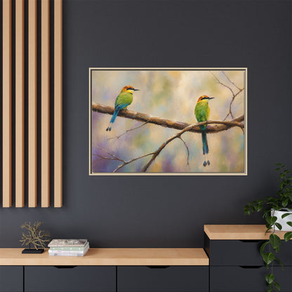 Twin Motmot Abstract Framed Canvas Print