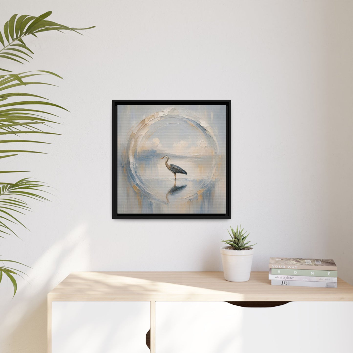 Great Blue Heron Abstract Framed Canvas Print