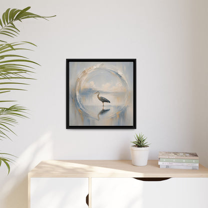 Great Blue Heron Abstract Framed Canvas Print