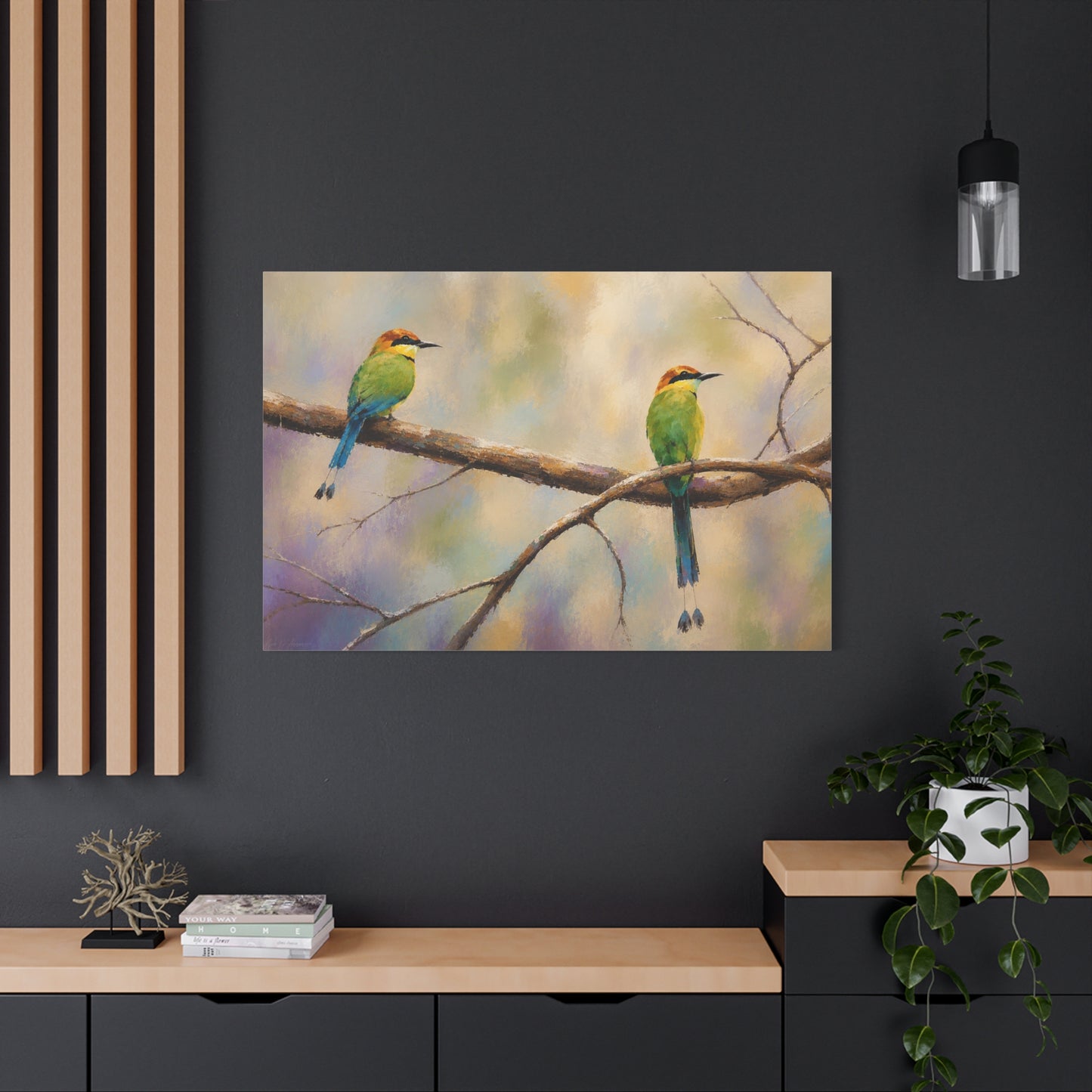 Twin Motmot Abstract Canvas Print