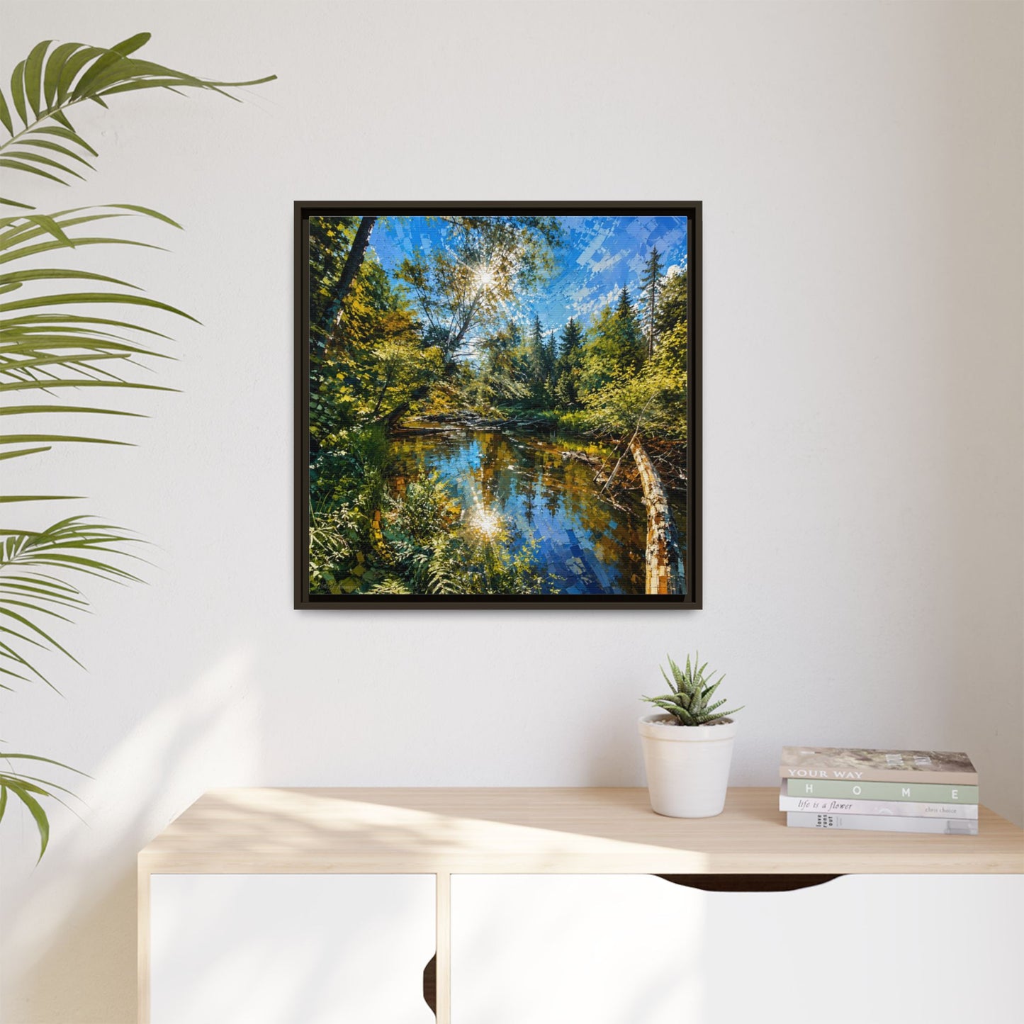 Apsley River Abstract Framed Canvas Print