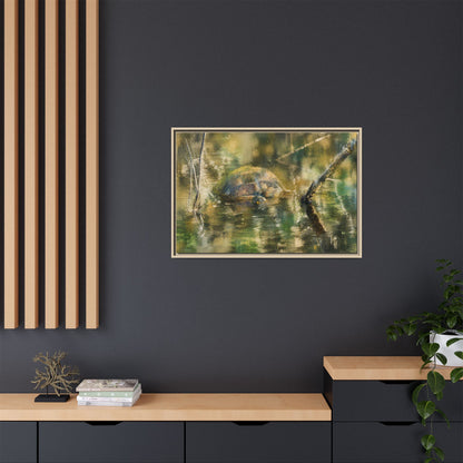 Painted Turtle Light Abstract Framed Canvas Print