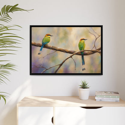 Twin Motmot Abstract Framed Canvas Print