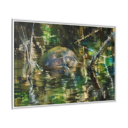 Painted Turtle Abstract Framed Canvas Print