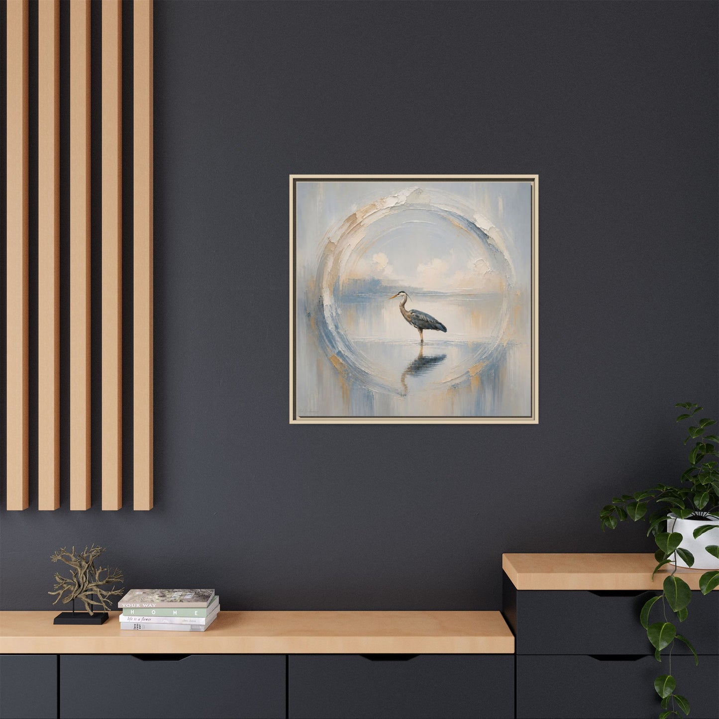 Great Blue Heron Abstract Framed Canvas Print