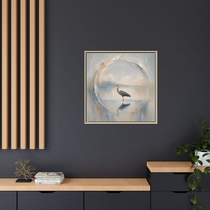 Great Blue Heron Abstract Framed Canvas Print