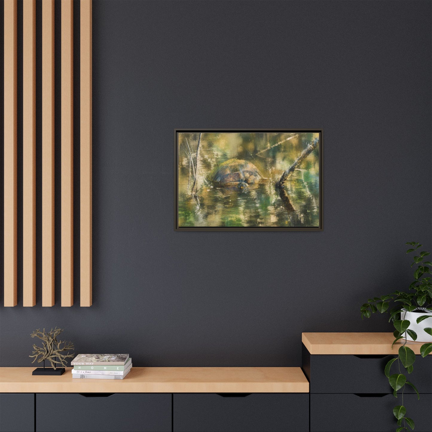 Painted Turtle Light Abstract Framed Canvas Print