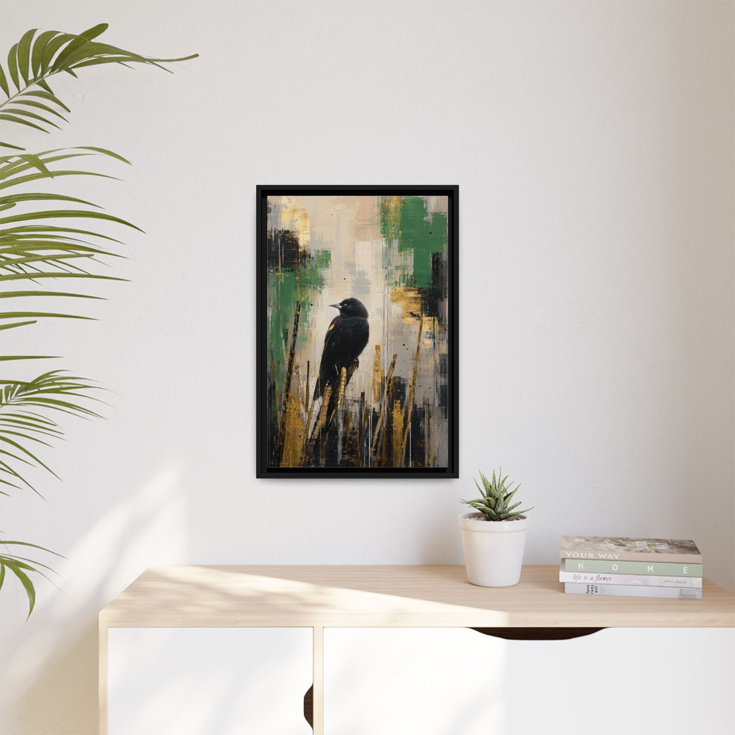 Blackbird Abstract Framed Canvas Print