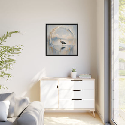 Great Blue Heron Abstract Framed Canvas Print
