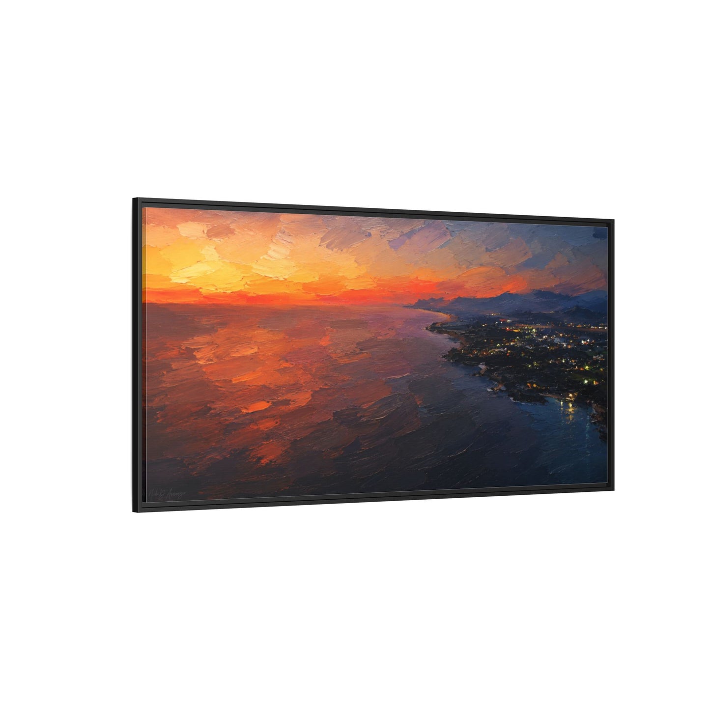Puerto Escondido Sunset Abstract Framed Canvas Print