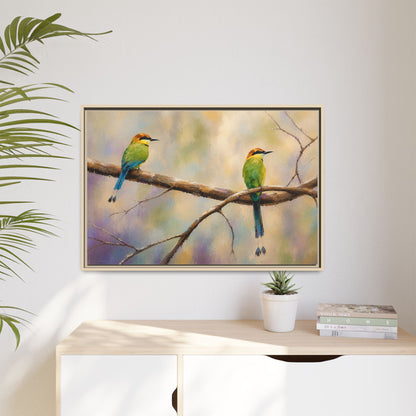 Twin Motmot Abstract Framed Canvas Print