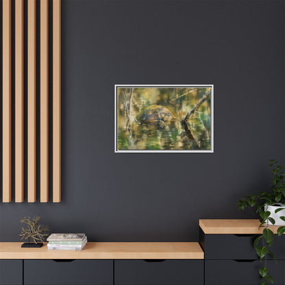 Painted Turtle Light Abstract Framed Canvas Print