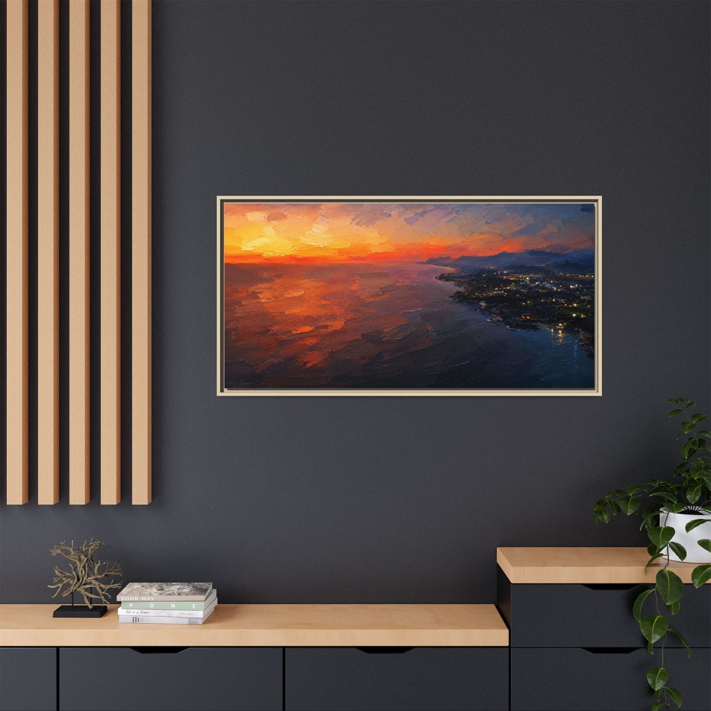Puerto Escondido Sunset Abstract Framed Canvas Print