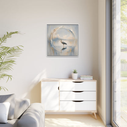 Great Blue Heron Abstract Framed Canvas Print