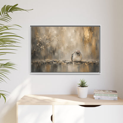 Dove Golden Abstract Framed Canvas Print