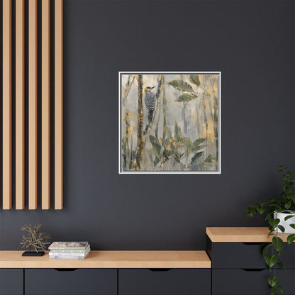 Golden-Cheeked Abstract Framed Canvas Print