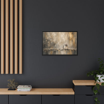Dove Golden Abstract Framed Canvas Print