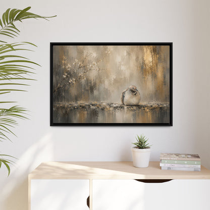 Dove Golden Abstract Framed Canvas Print