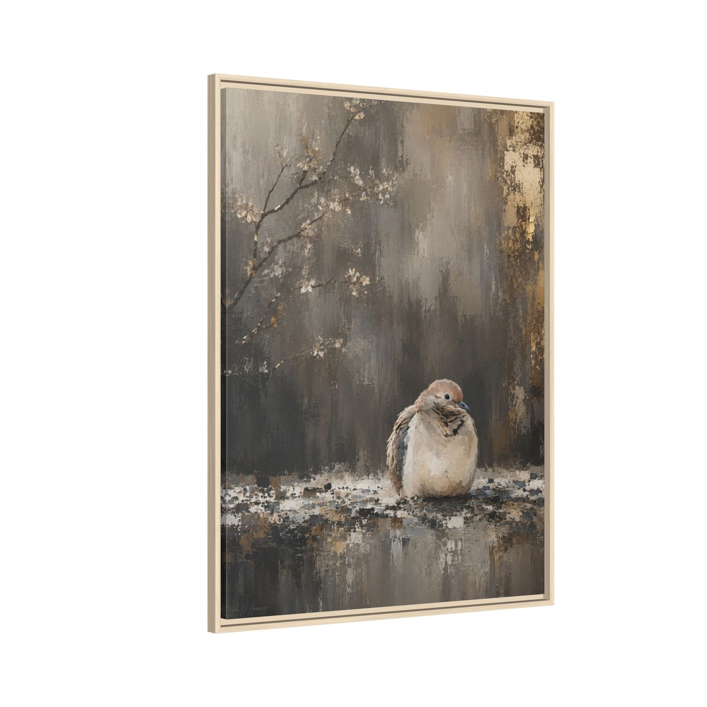 Dove in Shadow Abstract Framed Canvas Print