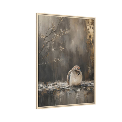 Dove in Shadow Abstract Framed Canvas Print