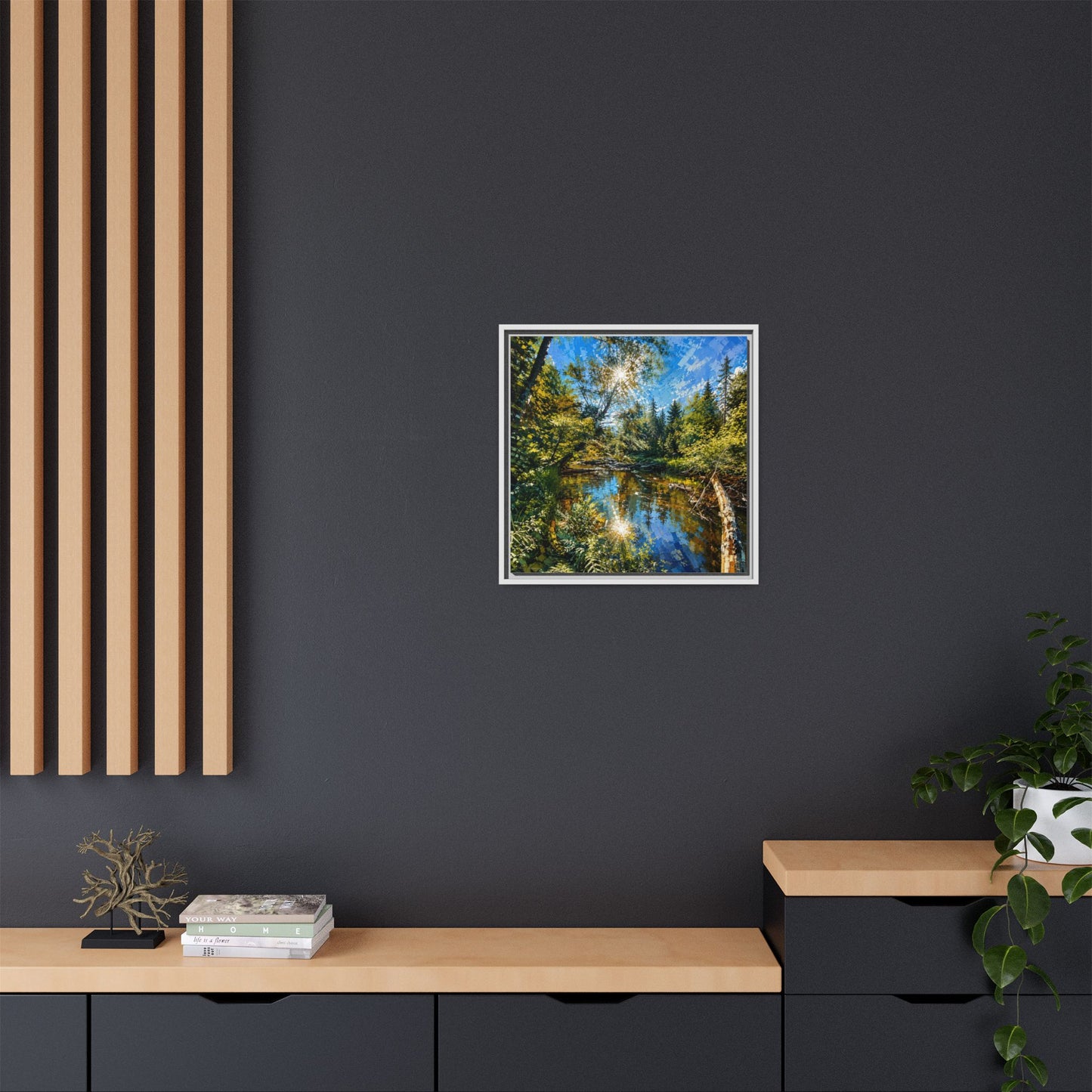 Apsley River Abstract Framed Canvas Print