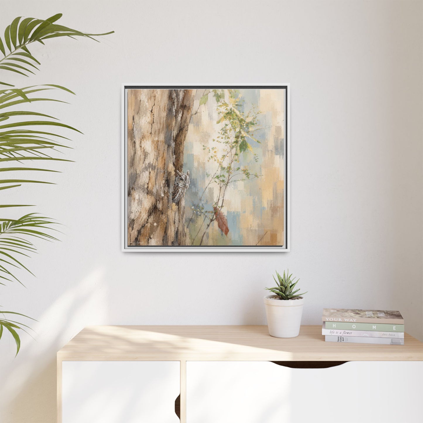 Pacific Screech Owl Abstract Framed Canvas Print