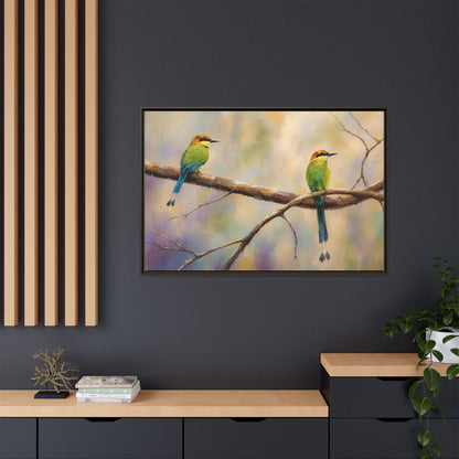 Twin Motmot Abstract Framed Canvas Print