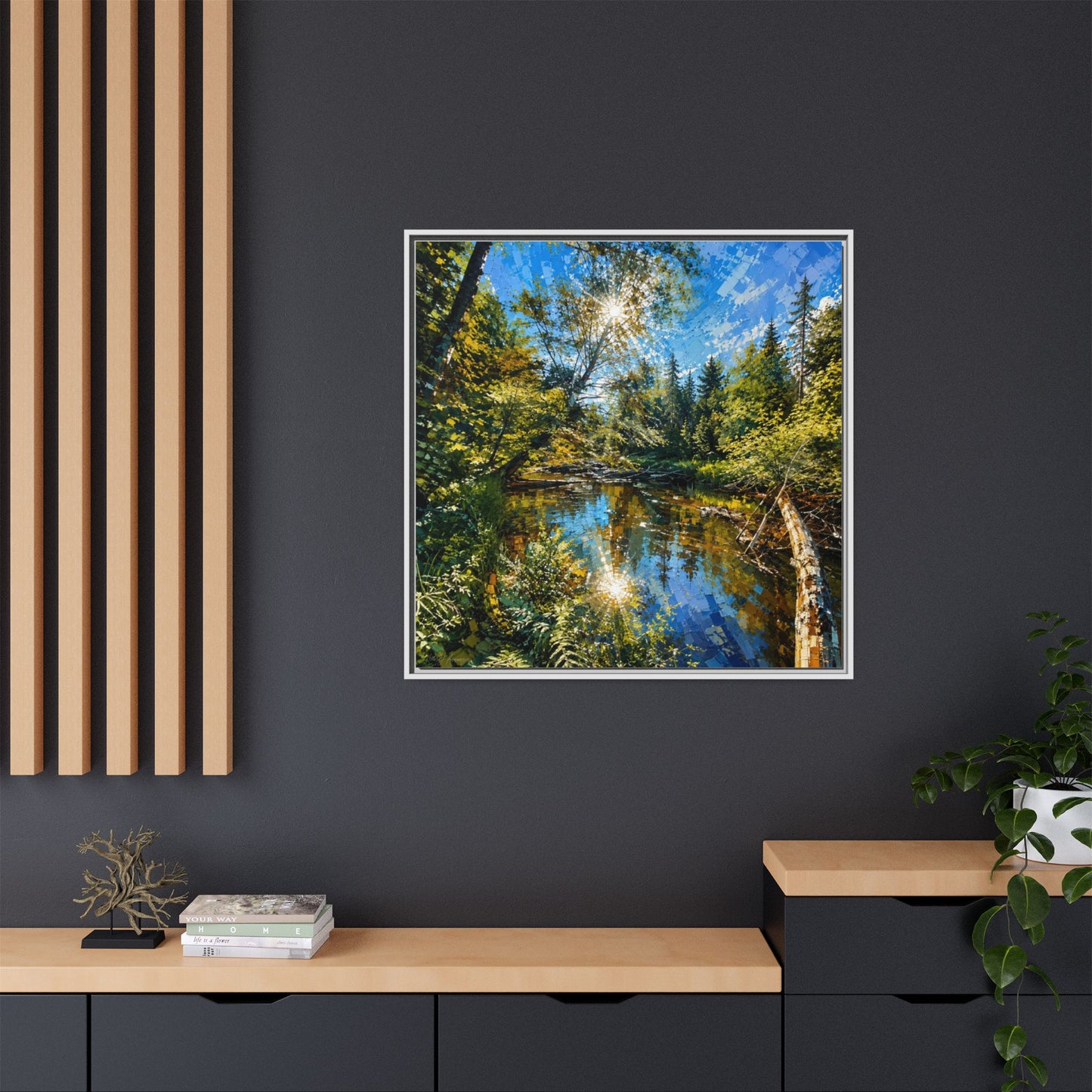 Apsley River Abstract Framed Canvas Print