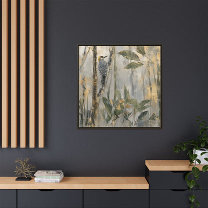 Golden-Cheeked Abstract Framed Canvas Print
