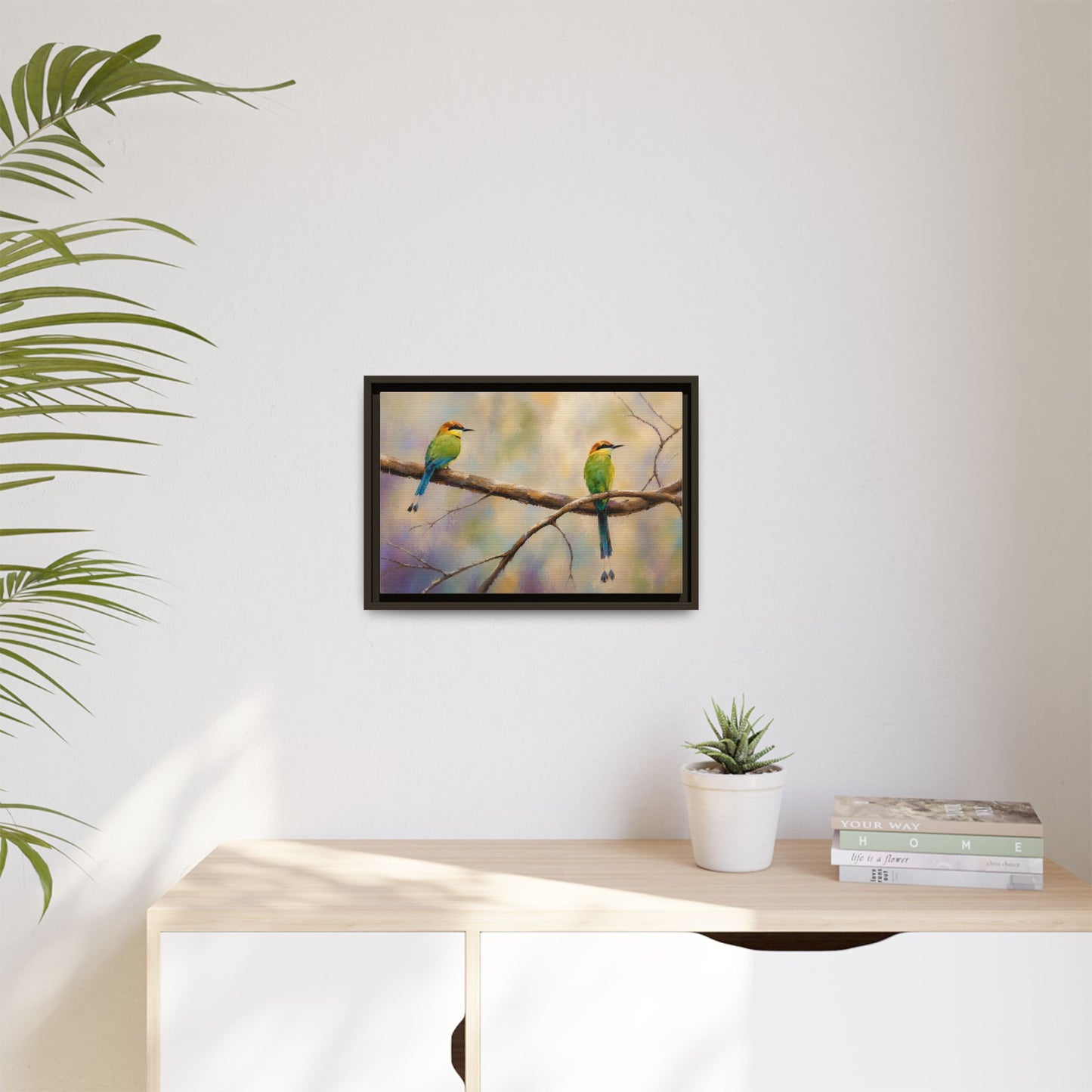 Twin Motmot Abstract Framed Canvas Print
