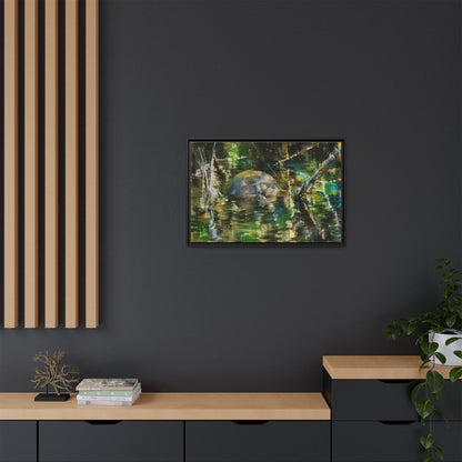 Painted Turtle Abstract Framed Canvas Print