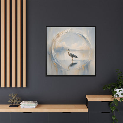 Great Blue Heron Abstract Framed Canvas Print