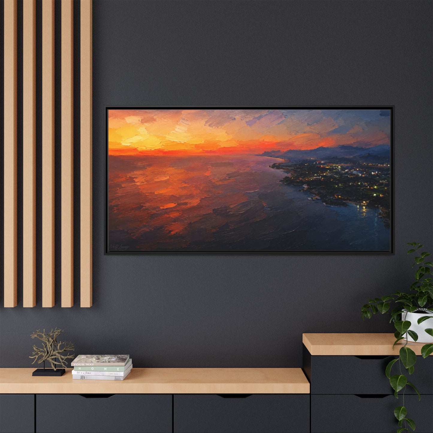 Puerto Escondido Sunset Abstract Framed Canvas Print
