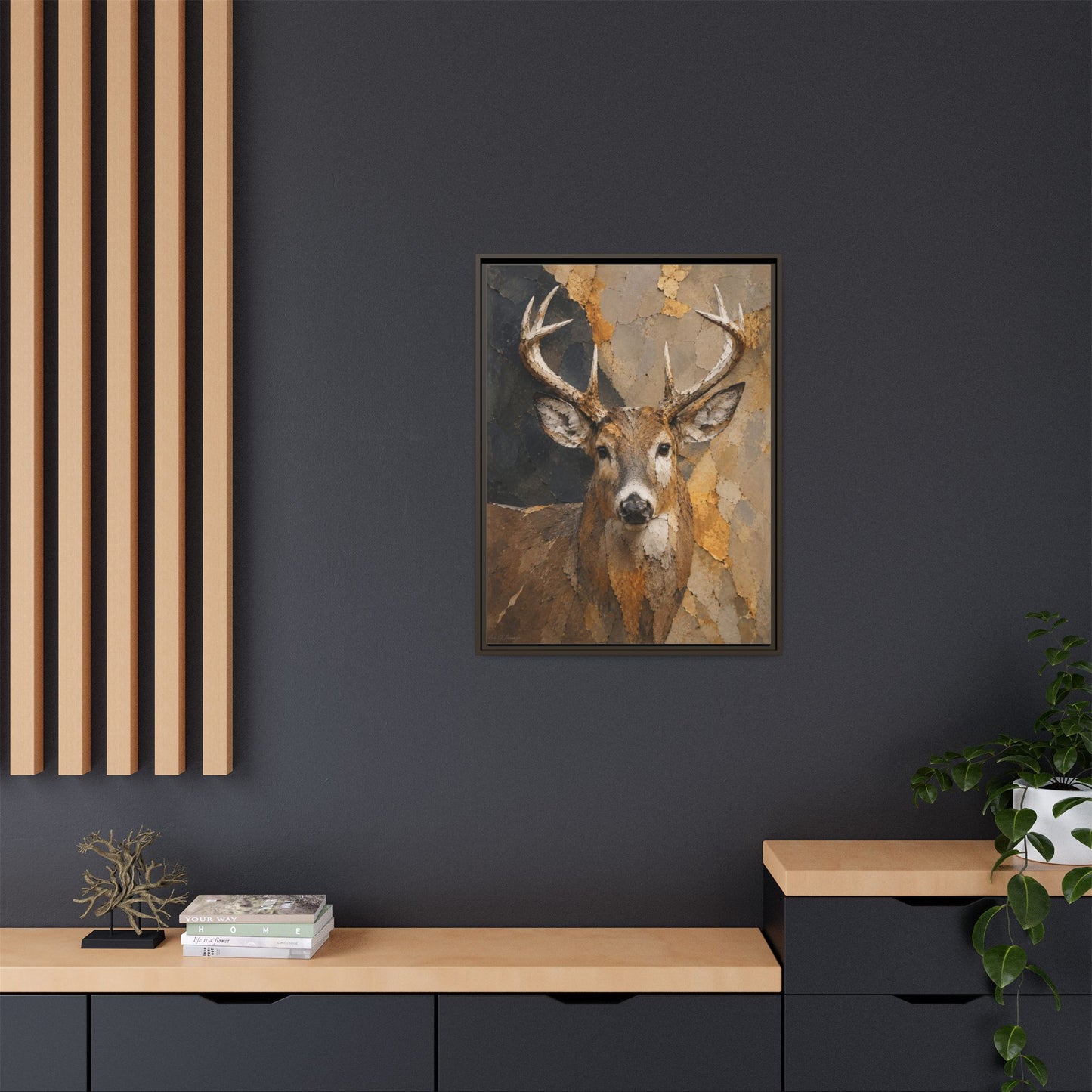 Woodland Buck Abstract Framed Canvas Print